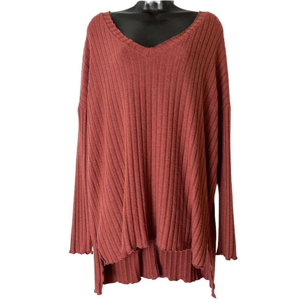 Out From Under Urban Outfitters Long Sleeve V-Neck Top Maroon Oversized Size S